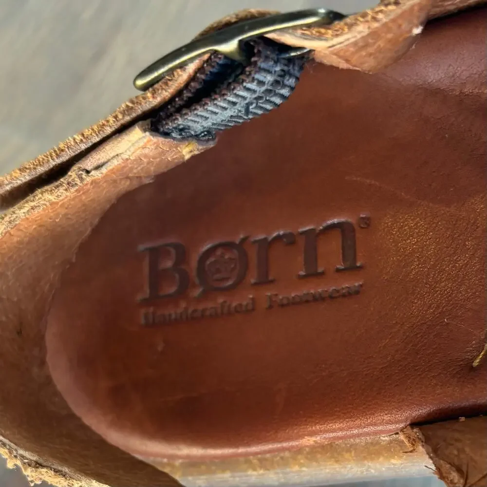 Born Leather Crisscross Slingback Comfort Sandals Brown Boho Womens Size 9 - Picture 6 of 9